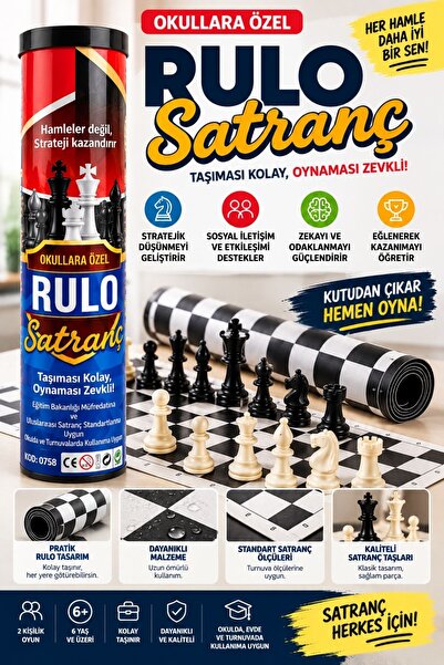 Gargamel Rulo Satranç Taşınabilir Satranç Seti 6+ Yaş Eğitici Strateji Oyunu