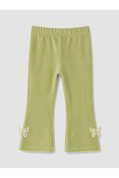 LC Waikiki Rmz Gi̇yi̇m Farkiyla Butterfly Embroidered Velvet Baby Girl Leggings