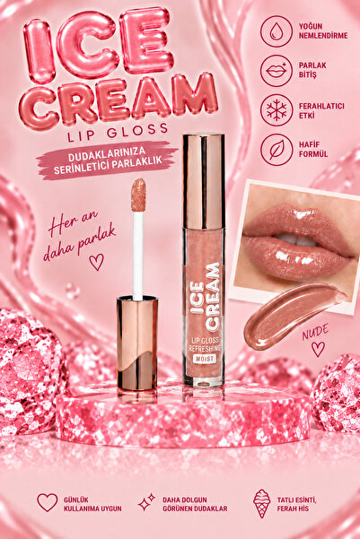 RED TOUCH NUDE RENGİ SİMLİ DUDAK PARLATICI RUJ – ICE CREAM LİP GLOSS 01
