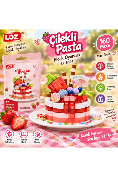 Vagon LOZ Çilekli Pasta 160 Parça Yapı Blokları Mini Block Oyuncak