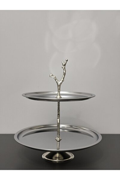 PARILTI HOME COLLECTİON Luxurious 2-Tier Stainless Steel Cookie Stand with St...