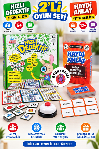 OYUNKAFASI 2’li Set Hızlı Dedektif Çocuk Oyunu ve Haydi Anlat Yetişkin Oyunu ...