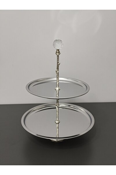 PARILTI HOME COLLECTİON Luxurious 2-Tier Stainless Steel Cookie Stand with St...