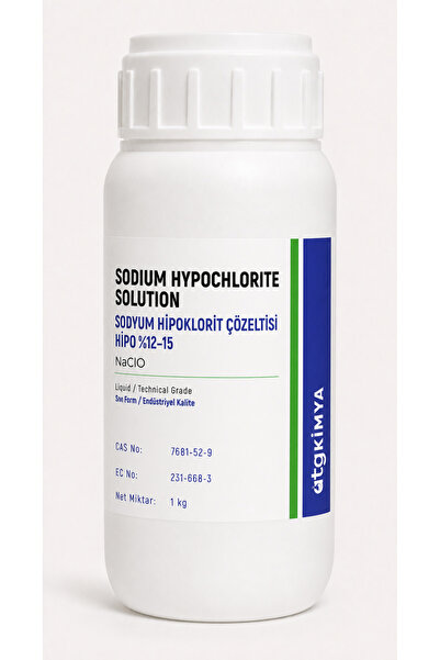 Sodyum Hipoklorit Çözeltisi (NaClO) %12–15 Endüstriyel Kalite 1 kg
