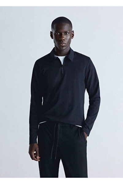 MANGO Man Thermolite® fermuarlı regular fit polo yaka kazak