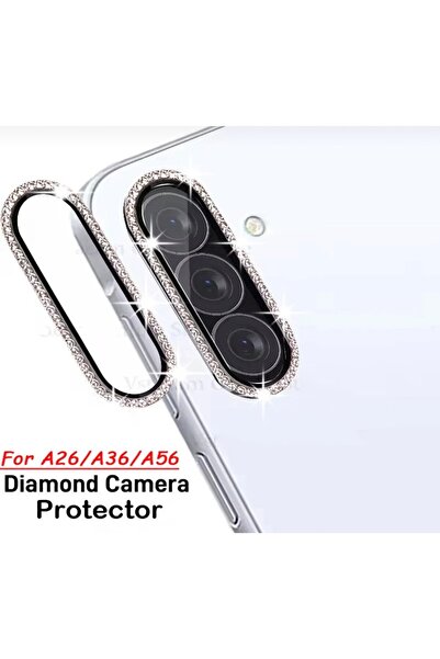 ENİLTECH Galaxy A26 - A36 - A56 Taşlı Parlak Kamera Lens Koruyucu Cam ve Çerç...