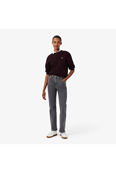 Lacoste Kadın Straight Fit Lacivert Jean Pantolon