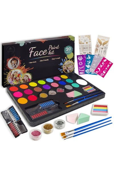 Giftry Set profesional Giftry®, pictura pe fata si corp, copii si adulti, 20 ...