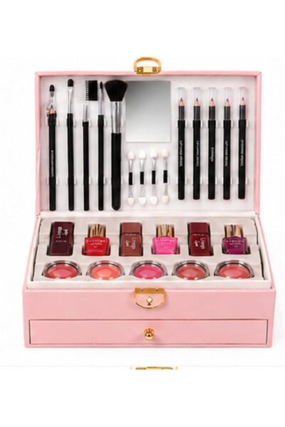Missyoung Livongo 53-Piece Pink Makeup Kit for Women – Complete Professional Makeup Set with Eyeshadow, Blush, Lipstick, Eyeliner, Lip Pencil, Brushes & Mirror – Beauty Makeup Gift Set
