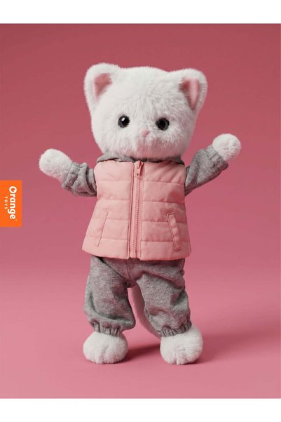Orange Toys Lucky Kitty Sport - Pisicuta de plus premium, handmade, articulat...