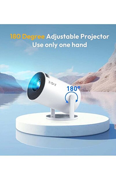 Smartberry Smartbarry 4K 1080P Mini Projector with WiFi & Bluetooth Portable Premium Android OS Projector, 210° Rotatable Stand, 8000+ Built-in Apps, Dust Removal & Heat Dissipation Design