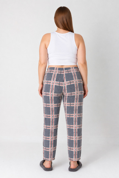 LOTTEBELLA Plus Size Cotton Thin Breathable Plaid Detail Pajama Bottoms