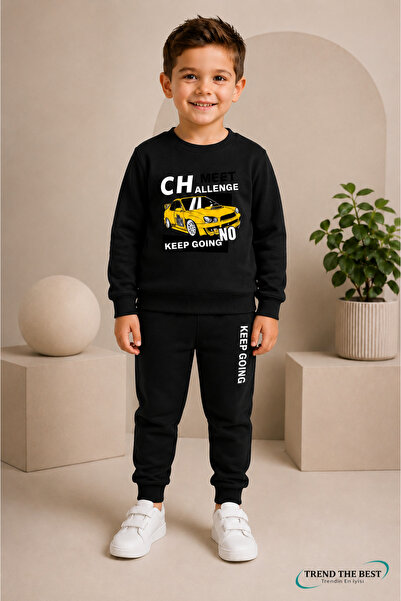 TREND THE BEST Trendin En İyisi Winter Unisex Black Tracksuit, Black Sweat To...