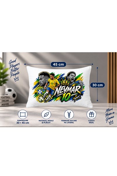 Ingift Perna Decorativa Neymar 10, Tematica Fotbal, Brazilia, 45 x 30 cm