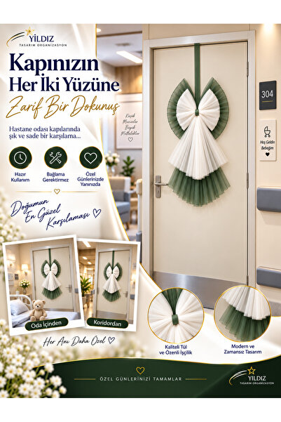 Genel Markalar Hastane Odası Kapı Süsü Tül Fiyonk – Bebek Doğum Odası İçin Ha...