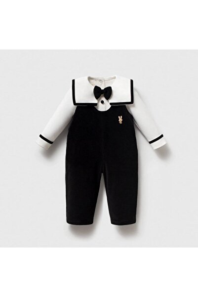 Karaniko Kids Erkek Bebek %100 Pamuk Premium Kadife Tulum & Denizci Yaka Papy...