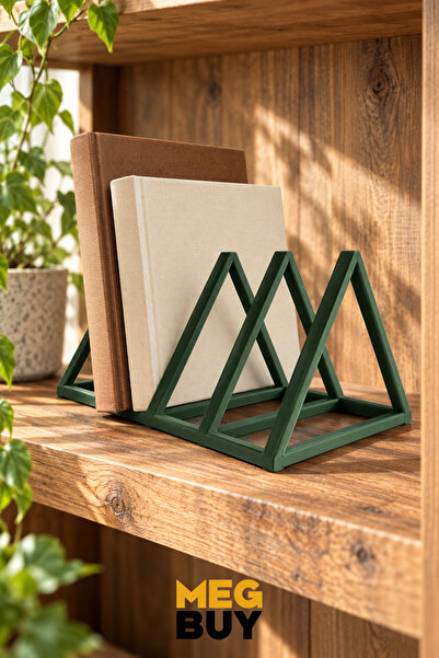 MEGBUY Koyu Yeşil Geometrik Kitap Tutucu – Masaüstü Kitap Düzenleyici ve Deko...
