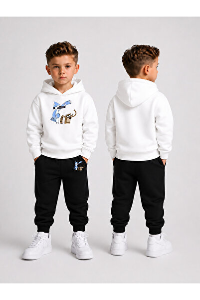 LORVEX Boy's Tracksuit Set Hooded Sweatshirt Top and Bottom Set 3 Threaded Ya...