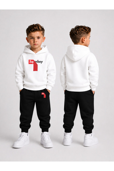 LORVEX Boy's Tracksuit Set Hooded Sweatshirt Top and Bottom Set 3 Threaded Ya...