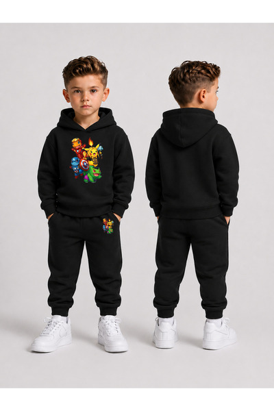 LORVEX Boy's Tracksuit Set Hooded Sweatshirt Top and Bottom Set 3 Threaded Ya...