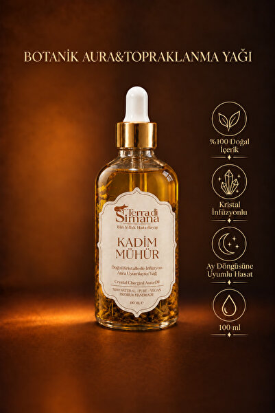 Kristal İnfüzyonlu Aromatik Botanik Aura & Topraklanma Yağı - Kadim Mühür 100 ml