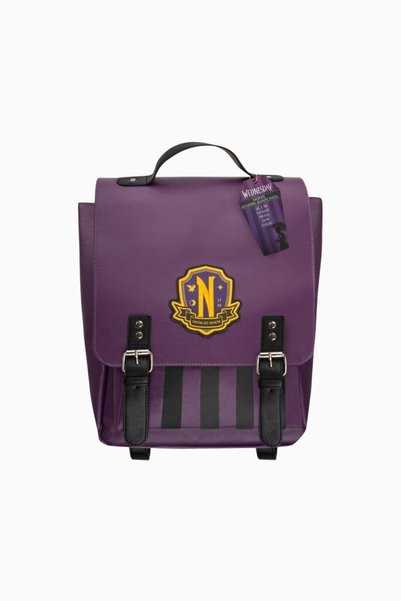 Generic Brand Wednesday Nevermore Academy Purple Striped School Backpack - Pu...