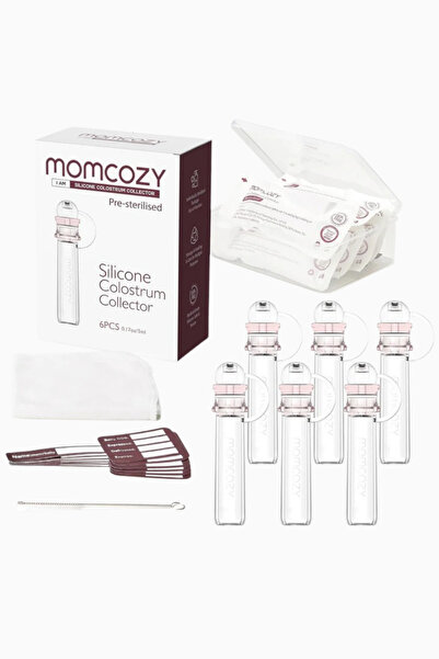 Momcozy مجموعة جهاز تجميع حليب الثدي مكونة من 6 قطع، خالية من مادة BPA - أبيض