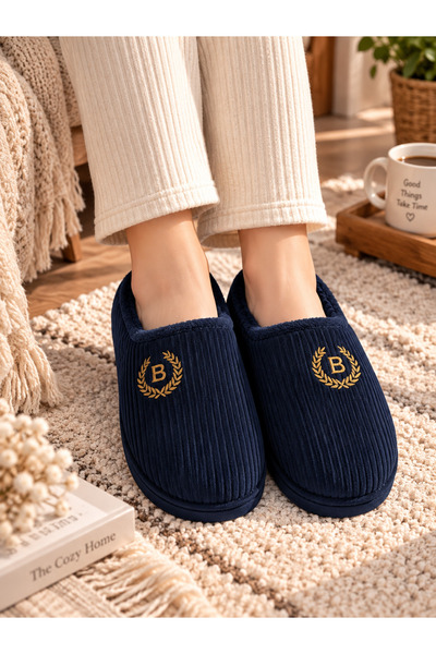 BYRAMSE Winter House Slippers Men's Slippers Plush Warm Soft Velvet Corduroy Indoor Slippers