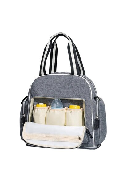 Sunveno Signature Maternity Baby Diaper Bag, Gray Multifunctional 45X30X20 cm