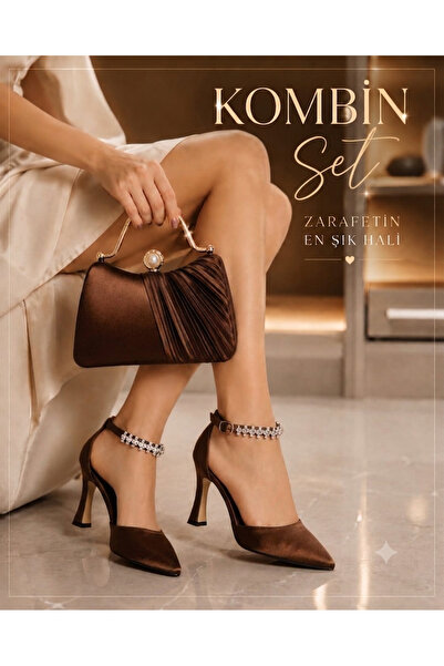 beeyzi moda Women's Stone Shoe and Bag Combination