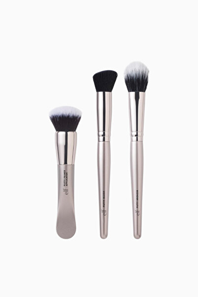 ELF Putty Tools Trio 3 Parça Yüz Makyaj Fırçası Seti, Vegan - Gümüş