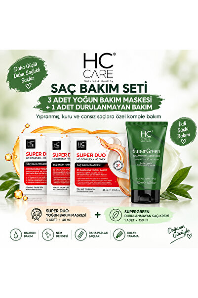 HC Care Yoğun Saç Bakım Seti - 3 x Süper Duo 20 Dakikada Yoğun Onarıcı & Neml...