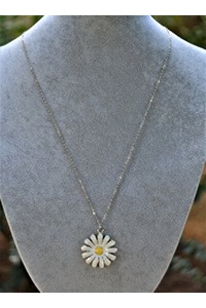 Stoneage Silver Color Daisy Necklace - White -