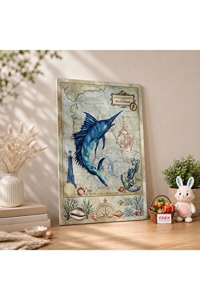 Cakatablo Swordfish Anchor Lantern Ship Map Historical Mdf Wooden Wall Painting