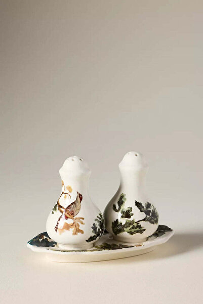 Anthropologie Judarn Glazed Ceramic Salt and Pepper Shaker Set - Blue