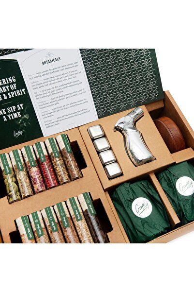 Craft DIY Whiskey Cocktail Smoker Kit 6 Wood Chips, 6 Botanicals, 2 Glasses, ...