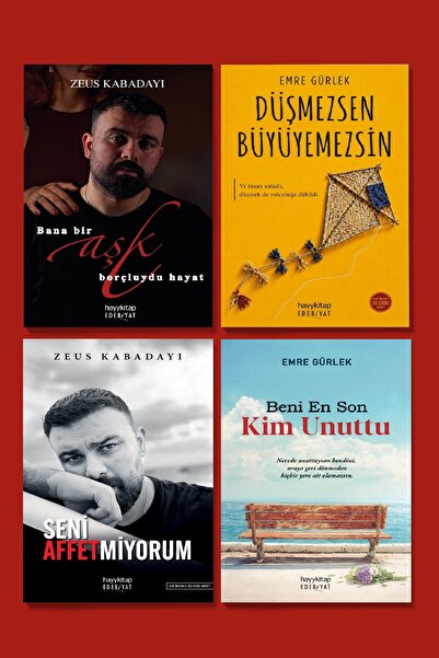 hayykitap Zeus Kabadayı - Emre Gürlek 4 Lü Set / BANA BİR AŞK BORÇLUYDU HAYAT - DÜŞMEZSEN BÜYÜYEMEZSİN - SENİ AFFETMİYORUM - BENİ EN SON KİM UNUTTU?