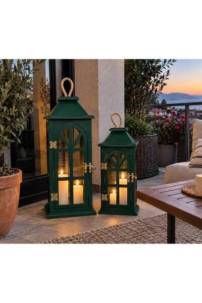 Colorido Candles COLORİDO DEKORATİF AMAÇLI AHŞAP 2 Lİ MUMLUK 50 CM VE 45 CM