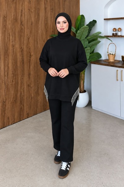 aymiraa Kadın Püskül Detaylı Rahat Kalıp Tesettür Sweatshirt Tunik