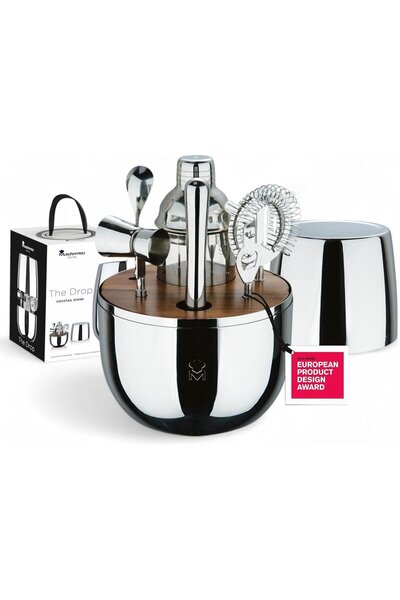 MasterPro The Drop 6-Piece Stainless Steel Cocktail Set Stylish Gift Boxed Ba...