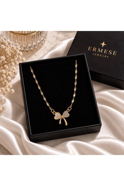 GOLD ZARİF KELEBEK FİYONK KOLYE 316 L PASLANMAZ ÇELİK
