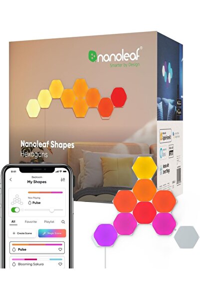 Nanoleaf Akıllı Aydınlatma Shapes,Çok Renkli (RGBW), Modüler Tasarım, Müzik S...