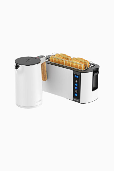 Arendo Kettle and 4-Slice Toaster Set, Stainless Steel, 45-100 ° C Adjustable