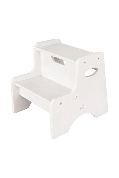 Kinderkraft Two Step Wooden Stool, White, Sturdy, Portable, Stylish Design