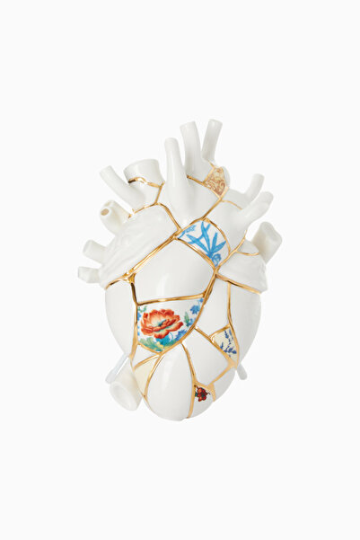 SELETTI Love In Bloom Kintsugi Dekoratif Tasarım Porselen Vazo - beyaz