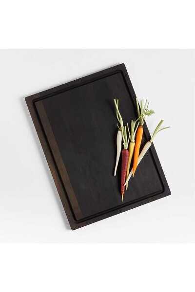 Crate & Barrel Double Sided Ebony Wood Cutting Board, Recycled Wood and Natur...