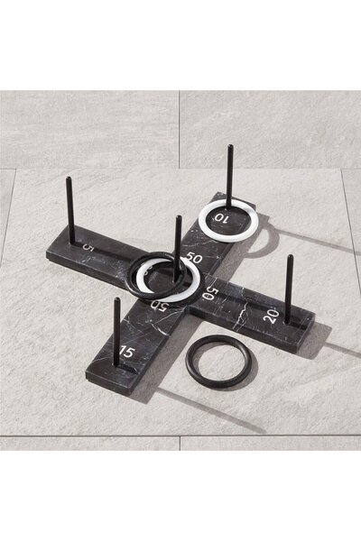 CB2 Black Marble Ring Toss Game, Unique Design