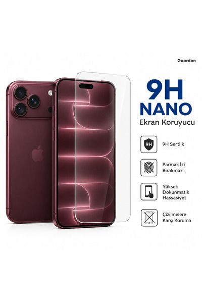 GUARDON İphone 18 pro max Uyumlu Nano 9h Özellikli Kırılmaz Ekran Koruyucu