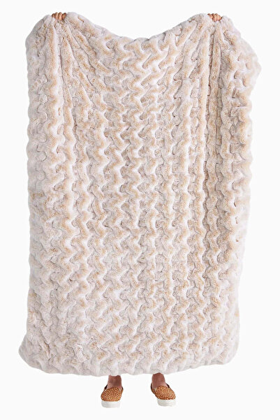 Anthropologie Luxe Oeko-Tex Sertifikalı %100 Polyester Suni Kürk Battaniye - ...