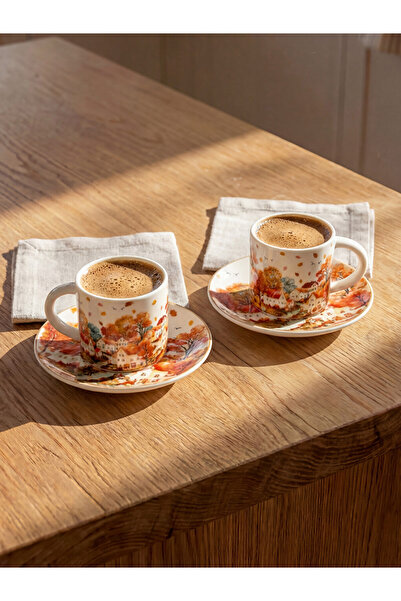 LC Waikiki Autumn themed porcelain coffee cup set for 2 people
